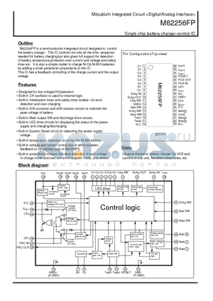 M62256 datasheet - Single chip battery charger control IC