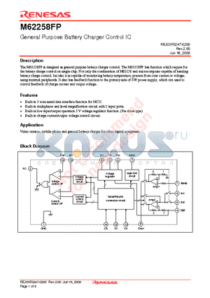 M62258FP datasheet - General Purpose Battery Charger Control IC