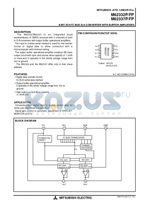 M62332P datasheet - 8-BIT 2CH I2C BUS D-A CONVERTER WITH BUFFER AMPLIFIERS