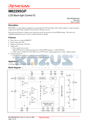 M62295GP datasheet - LCD Back-light Control IC