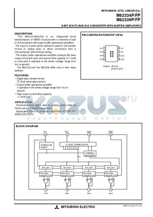 M62334FP datasheet - 8-BIT 4CH I2C BUS D-A CONVERTER WITH BUFFER AMPLIFIERS