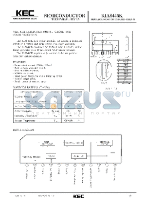 KIA8445K datasheet - BIPOLAR LINEAR INTEGRATED CIRCUIT (VERTICAL DEFLECTION OUTPUT CIRCUIT FOR COLOR TELEVISION)