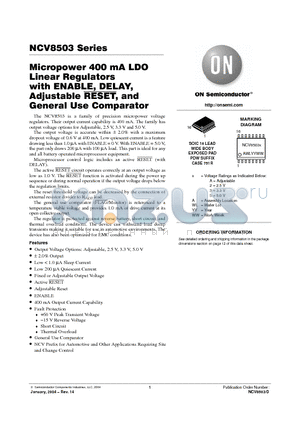 NCV8503PWADJ datasheet - Micropower 400 mA LDO Linear Regulators  with ENABLE, DELAY, Adjustable RESET, and General Use Comparator