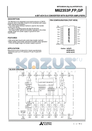 M62353FP datasheet - 8-BIT 8CH D-A CONVERTER WITH BUFFER AMPLIFIERS