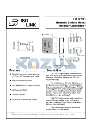 OLS700 datasheet - Hermetic Surface Mount Isolinear Optocoupler