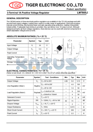 LM7805J datasheet - 3-Terminal 1A Positive Voltage Regulator