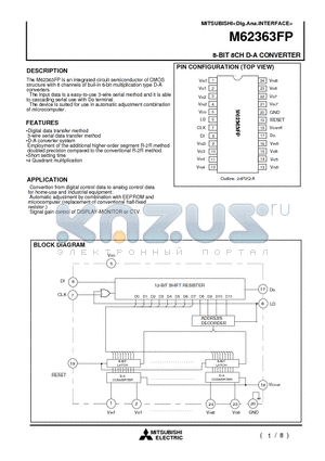 M62363FP datasheet - 8-BIT 8CH D-A CONVERTER