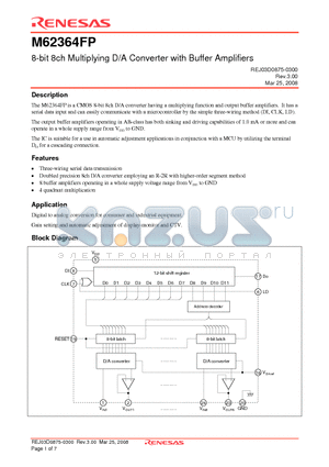 M62364FP datasheet - 8-bit 8ch Multiplying D/A Converter with Buffer Amplifiers