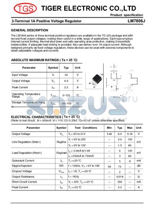 LM7806J datasheet - 3-Terminal 1A Positive Voltage Regulator