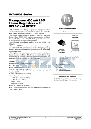 NCV8506D2T25R4 datasheet - Micropower 400 mA LDO Linear Regulators with DELAY and RESET