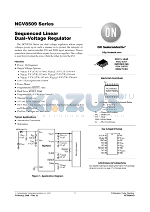 NCV8509 datasheet - Sequenced Linear Dual−Voltage Regulator