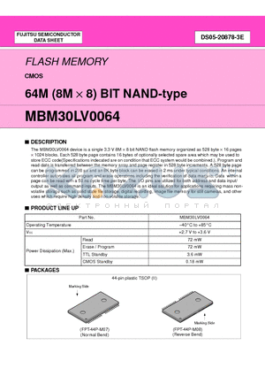 MBM30LV0064-PFTN datasheet - 64M (8M X 8) BIT NAND-type