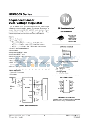 NCV8509PDW25 datasheet - Sequenced Linear Dual−Voltage Regulator