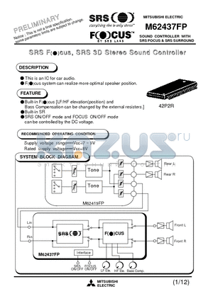 M62437FP datasheet - SOUND CONTROLLER WITH SRS FOCUS & SRS SURROUND