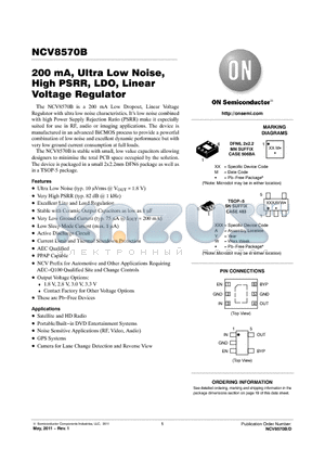 NCV8570B datasheet - 200 mA, Ultra Low Noise, High PSRR, LDO, Linear Voltage Regulator