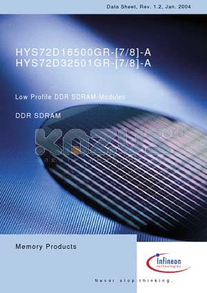 HYS72D16500GR-8-A datasheet - Low Profile DDR SDRAM-Modules