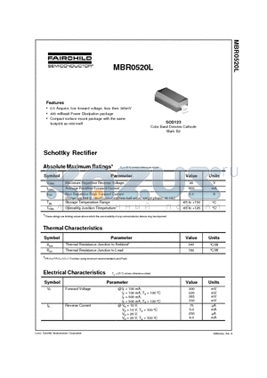 MBR0520L datasheet - SCHOTTKY POWER RECTIFIER