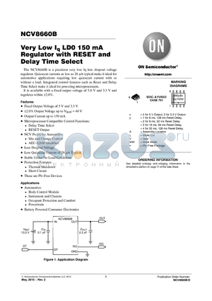 NCV86601BD33R2G datasheet - Very Low Iq LD0 150 mA Regulator with RESET and Delay Time Select