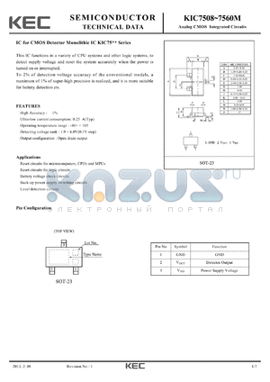 KIC7508 datasheet - Analog CMOS Integrated Circuits