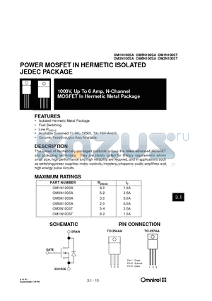 OM1N100SA datasheet - POWER MOSFET IN HERMETIC ISOLATED JEDEC PACKAGE