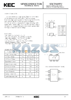 KIC7S02FU datasheet - SILICON MONOLITHIC CMOS DIGITAL INTEGRATED CIRCUIT(2-INPUT NOR GATE)