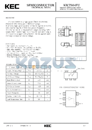KIC7S04FU datasheet - SILICON MONOLITHIC CMOS DIGITAL INTEGRATED CIRCUIT(INVERTER)