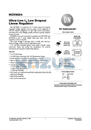 NCV8664DT50RKG datasheet - Ultra−Low Iq Low Dropout Linear Regulator