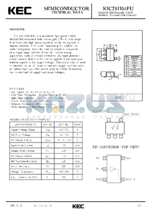 KIC7SH04FU datasheet - SILICON MONOLITHIC CMOS DIGITAL INTEGRATED CIRCUIT(INVERTER)