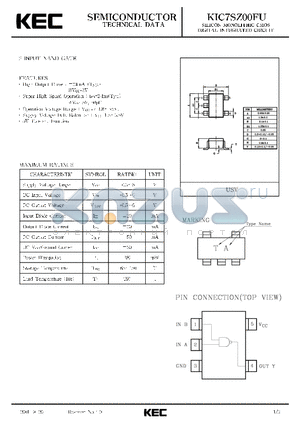 KIC7SZ00FU datasheet - SILICON MONOLITHIC CMOS DIGITAL INTEGRATED CIRCUIT(2-INPUT NAND GATE)