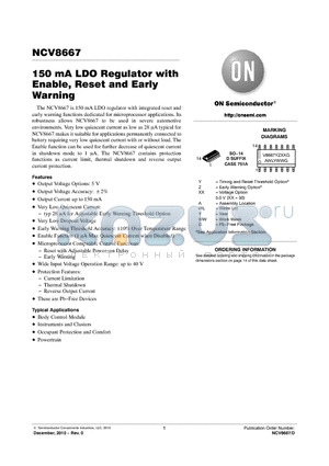 NCV866710D250R2G datasheet - 150 mA LDO Regulator with Enable, Reset and Early Warning