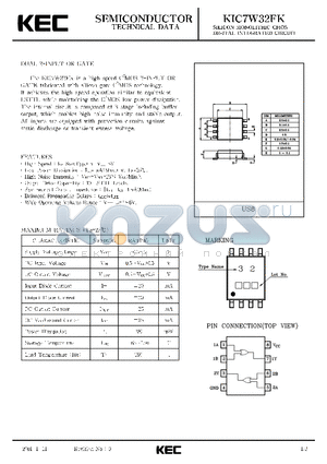 KIC7W32 datasheet - SILICON MONOLITHIC CMOS DIGITAL INTEGRATED CIRCUIT(DAUL 2-INPUT OR GATE)