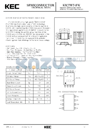 KIC7W74FK datasheet - SILICON MONOLITHIC CMOS DIGITAL INTEGRATED CIRCUIT(D-TYPE FLIP FLOP WITH PRESET AND CLEAR)