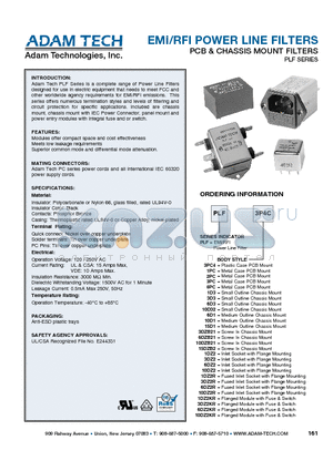 PLF10D32 datasheet - EMI/RFI POWER LINE FILTERS PCB & CHASSIS MOUNT FILTERS