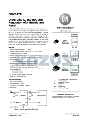 NCV8772 datasheet - Ultra Low Iq 350 mA LDO Regulator with Enable and Reset