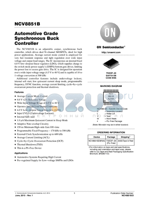 NCV8851B datasheet - Automotive Grade Synchronous Buck Controller
