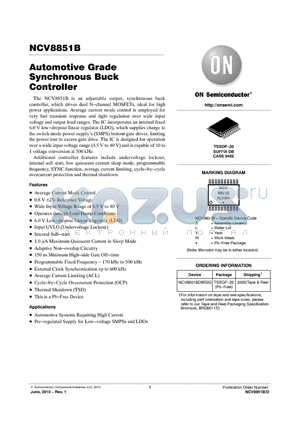 NCV8851BDBR2G datasheet - Automotive Grade Synchronous Buck Controller