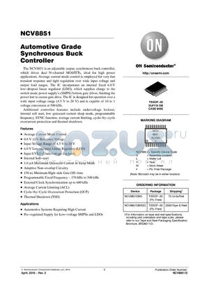 NCV8851DBR2G datasheet - Automotive Grade Synchronous Buck Controller