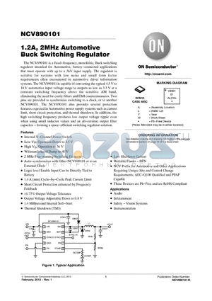 NCV890101 datasheet - 1.2A, 2MHz Automotive Buck Switching Regulator