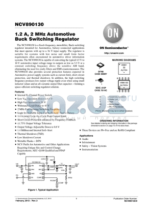 NCV890130 datasheet - 1.2 A, 2 MHz Automotive Buck Switching Regulator