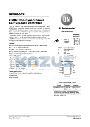 NCV898031 datasheet - 2 MHz Non-Synchronous SEPIC/Boost Controller