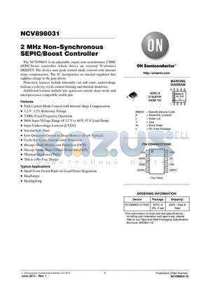 NCV898031D1R2G datasheet - 2 MHz Non-Synchronous SEPIC/Boost Controller