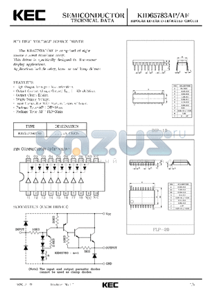 KID65783AP datasheet - BIPOLAR LINEAR INTEGRATED CIRCUIT (8CH HIGH-VOLTAGE SOURCE DRIVER)