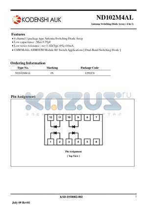 ND102M4AL datasheet - Antenna Switching Diode Array ( 4 in 1)