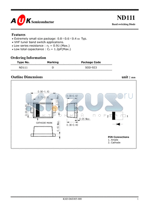 ND111 datasheet - Band switching Diode