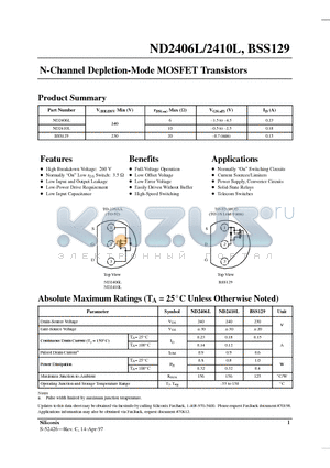 ND2410L datasheet - N-Channel Depletion-Mode MOSFET Transistors