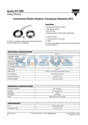 KITRMF116B103 datasheet - Conductive Plastic Rotative Transducer Elements (KIT)