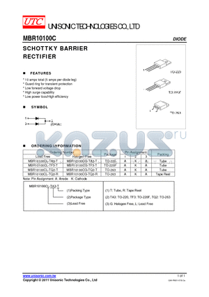 MBR10100CL-TQ2-T datasheet - SCHOTTKY BARRIER RECTIFIER