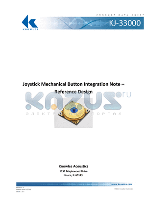 KJ-33000 datasheet - Joystick Mechanical Button Integration Note  Reference Design