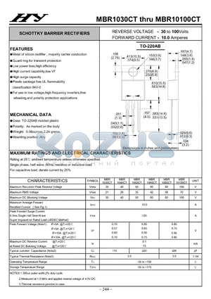 MBR10100CT datasheet - SCHOTTKY BARRIER RECTIFIERS