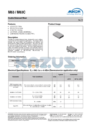 M63 datasheet - Double-Balanced Mixer